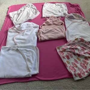 Set of Infant Girls Pink hooded Towels